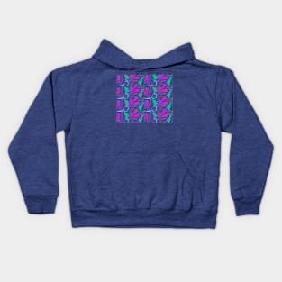 Tropical Block Print Flowers - Pink Navy Green Kids Hoodie